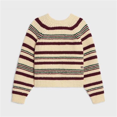 celine striped sweater|CREW NECK SWEATER IN STRIPED RIBBED .